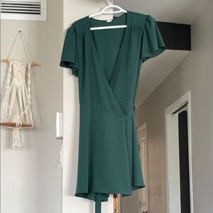 Elegant Green Wrap Dress